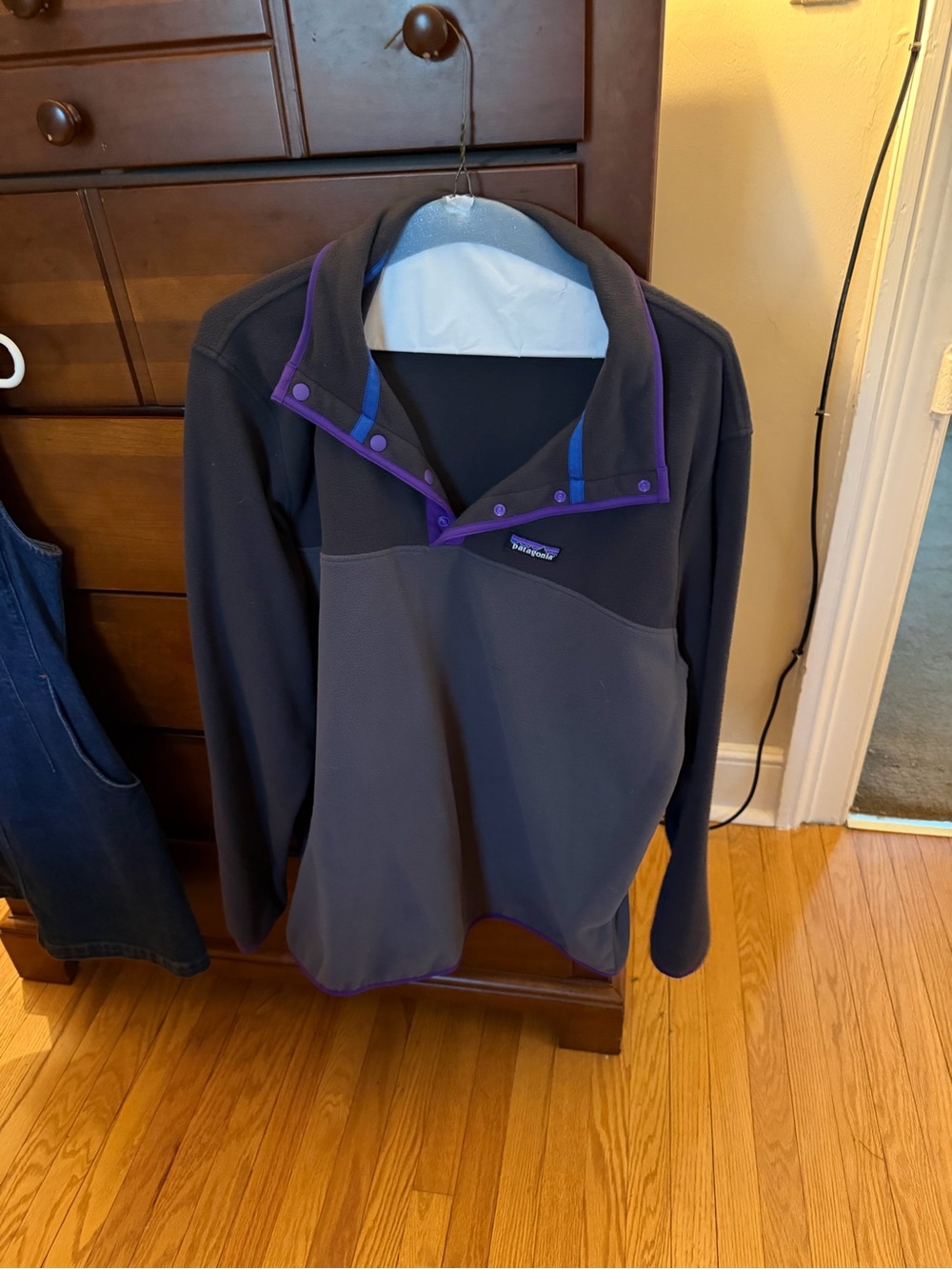 Patagonia Gray Fleece with Purple Trim
